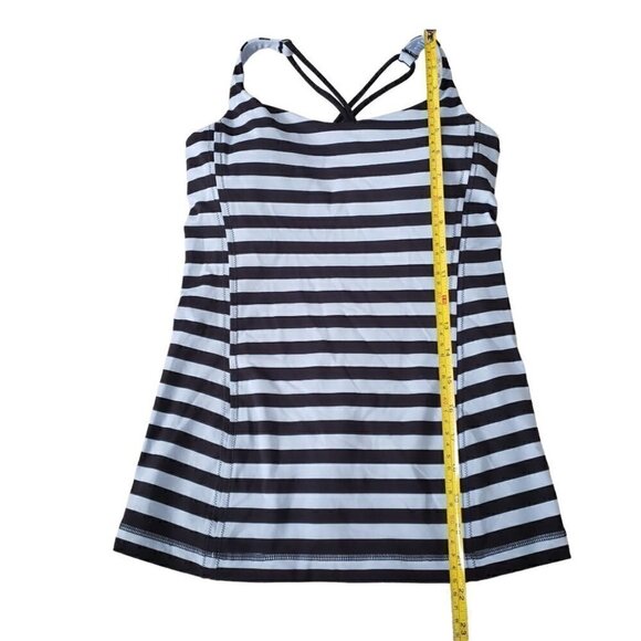 Lululemon Free To Be tank striped black and blue criss-cross back - Picture 8 of 9